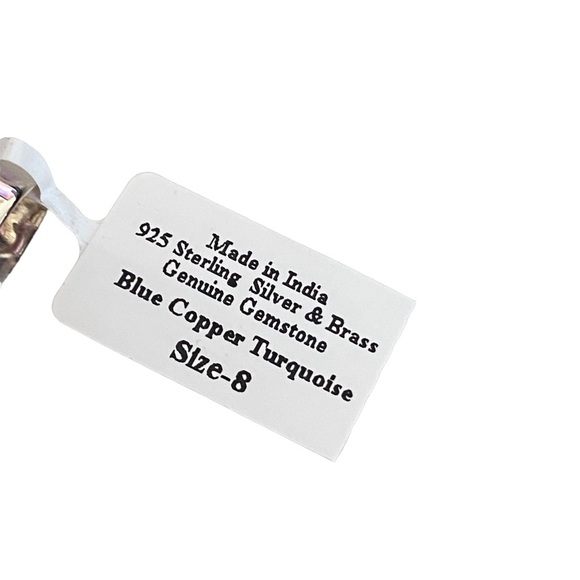 NWT Sterling silver 925 hammered wrap ring copper turquoise gold size 8 - Picture 6 of 7